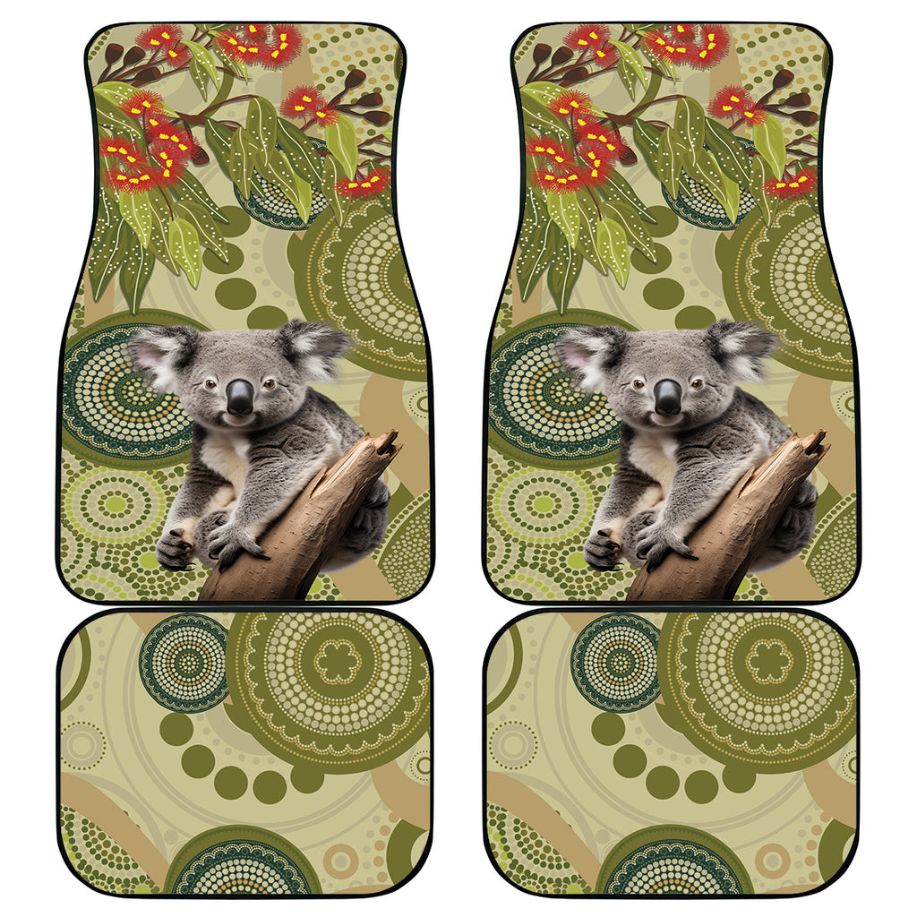 Aboriginal Koala Art Painting With Gum Blossom Car Mats