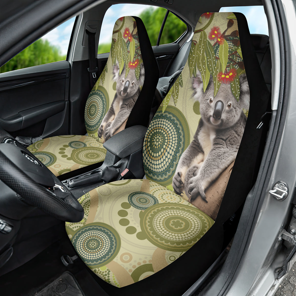 Aboriginal Koala Art Painting With Gum Blossom Car Seat Cover