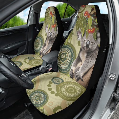 Aboriginal Koala Art Painting With Gum Blossom Car Seat Cover