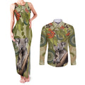 Aboriginal Koala Art Painting With Gum Blossom Couples Matching Tank Maxi Dress and Long Sleeve Button Shirt