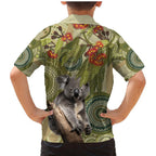 Aboriginal Koala Art Painting With Gum Blossom Family Matching Mermaid Dress and Hawaiian Shirt