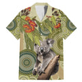 Aboriginal Koala Art Painting With Gum Blossom Family Matching Mermaid Dress and Hawaiian Shirt