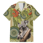 Aboriginal Koala Art Painting With Gum Blossom Family Matching Mermaid Dress and Hawaiian Shirt