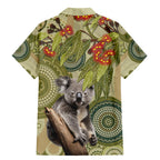Aboriginal Koala Art Painting With Gum Blossom Family Matching Mermaid Dress and Hawaiian Shirt