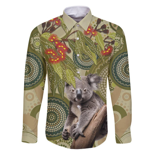 Aboriginal Koala Art Painting With Gum Blossom Family Matching Puletasi and Hawaiian Shirt