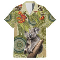 Aboriginal Koala Art Painting With Gum Blossom Family Matching Short Sleeve Bodycon Dress and Hawaiian Shirt