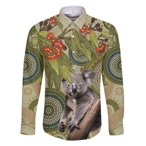 Aboriginal Koala Art Painting With Gum Blossom Family Matching Summer Maxi Dress and Hawaiian Shirt