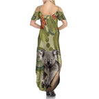 Aboriginal Koala Art Painting With Gum Blossom Family Matching Summer Maxi Dress and Hawaiian Shirt