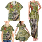 Aboriginal Koala Art Painting With Gum Blossom Family Matching Tank Maxi Dress and Hawaiian Shirt