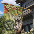 Aboriginal Koala Art Painting With Gum Blossom Garden Flag