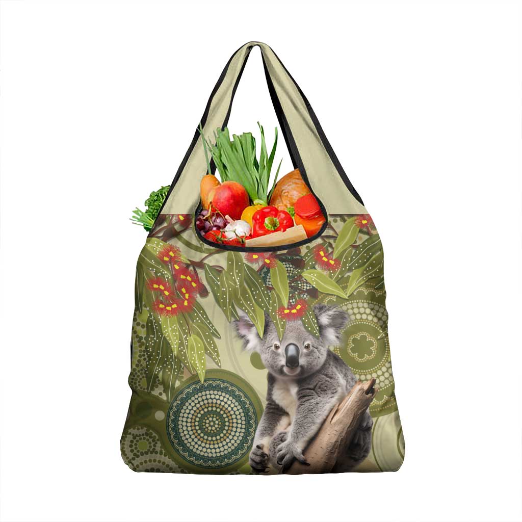 Aboriginal Koala Art Painting With Gum Blossom Grocery Bag