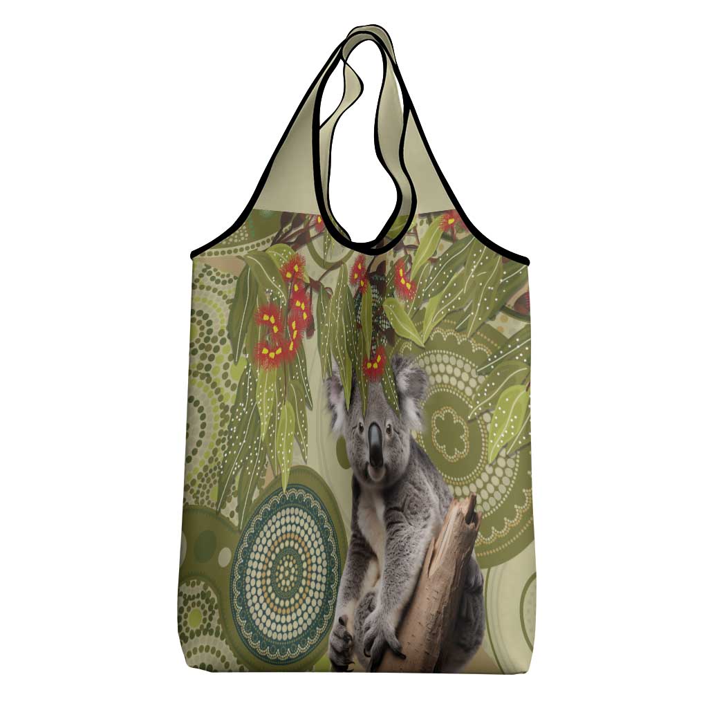 Aboriginal Koala Art Painting With Gum Blossom Grocery Bag