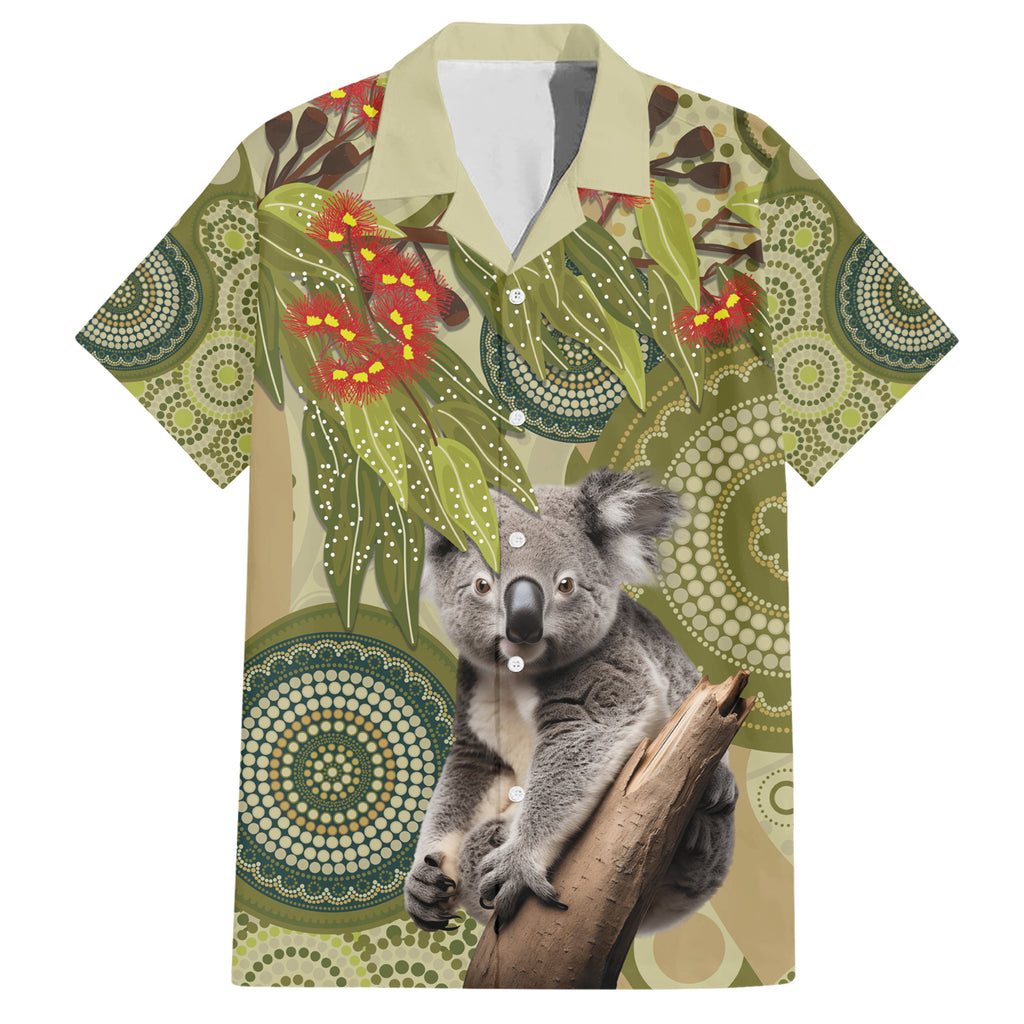Aboriginal Koala Art Painting With Gum Blossom Hawaiian Shirt