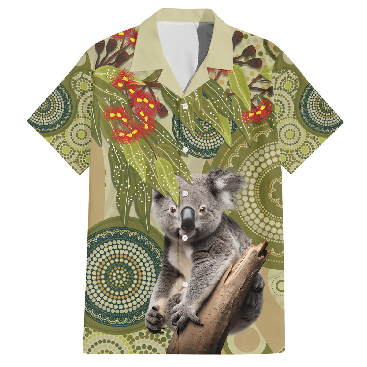 Aboriginal Koala Art Painting With Gum Blossom Hawaiian Shirt