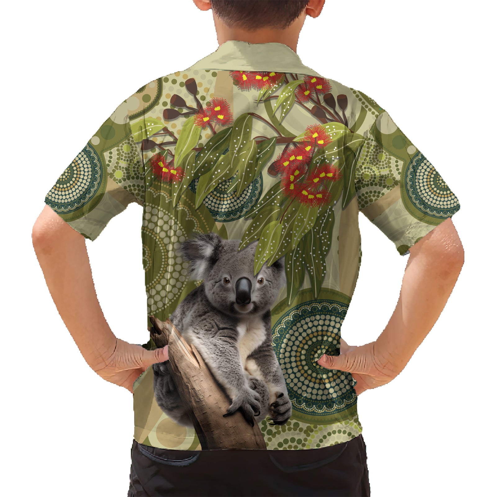 Aboriginal Koala Art Painting With Gum Blossom Hawaiian Shirt