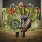 Aboriginal Koala Art Painting With Gum Blossom Hooded Blanket