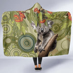 Aboriginal Koala Art Painting With Gum Blossom Hooded Blanket