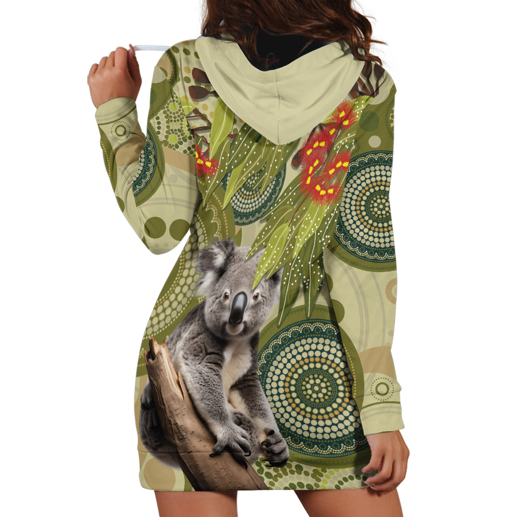 Aboriginal Koala Art Painting With Gum Blossom Hoodie Dress