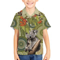 Aboriginal Koala Art Painting With Gum Blossom Kid Hawaiian Shirt