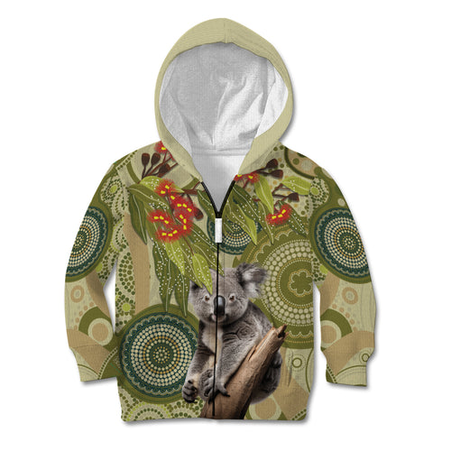 Aboriginal Koala Art Painting With Gum Blossom Kid Hoodie
