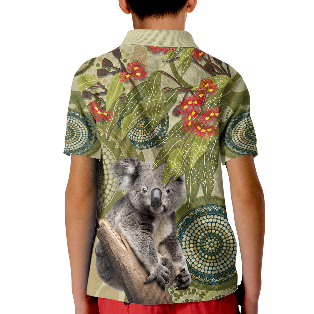 Aboriginal Koala Art Painting With Gum Blossom Kid Polo Shirt