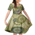 Aboriginal Koala Art Painting With Gum Blossom Kid Short Sleeve Dress