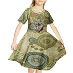 Aboriginal Koala Art Painting With Gum Blossom Kid Short Sleeve Dress
