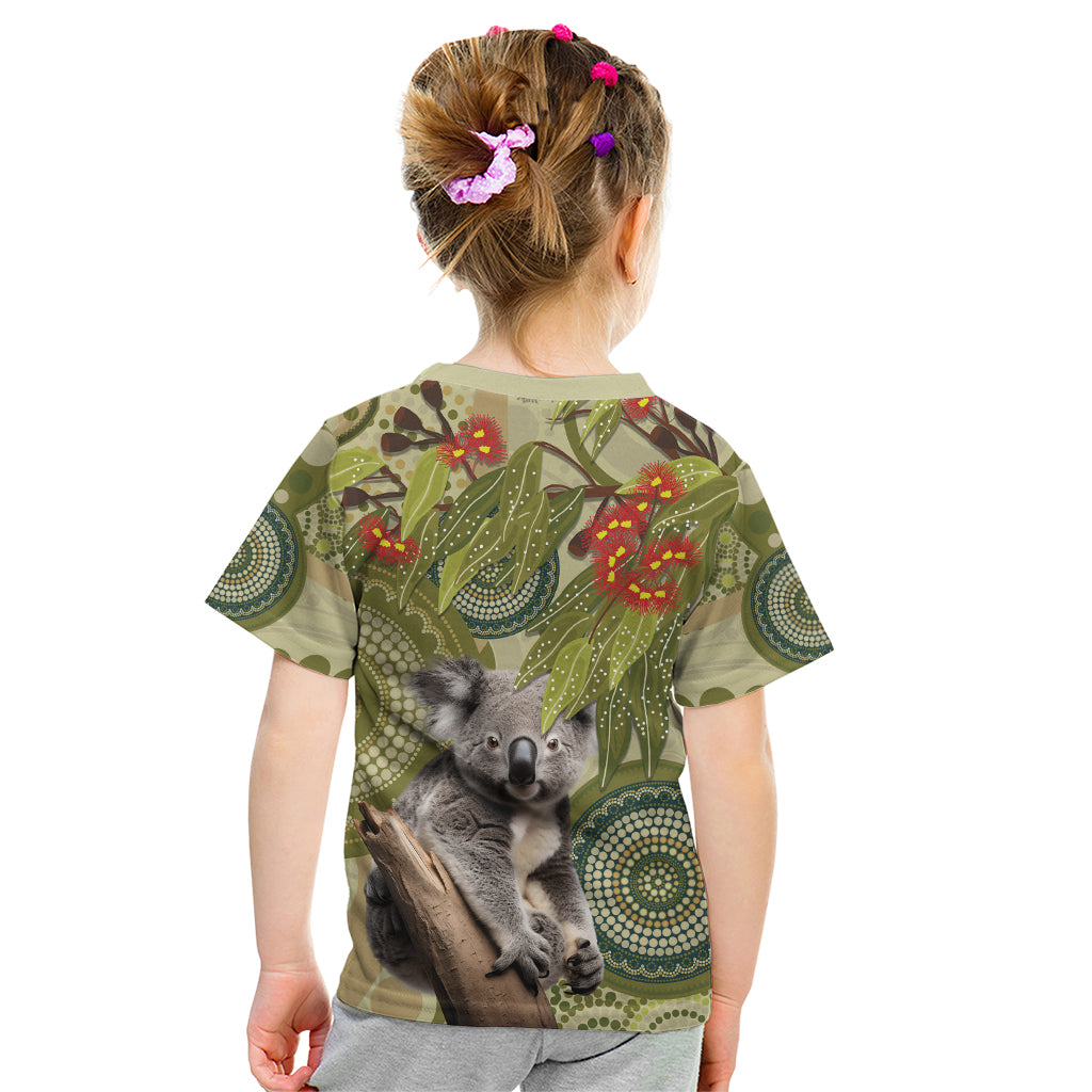 Aboriginal Koala Art Painting With Gum Blossom Kid T Shirt