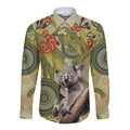 Aboriginal Koala Art Painting With Gum Blossom Long Sleeve Button Shirt