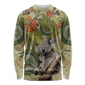Aboriginal Koala Art Painting With Gum Blossom Long Sleeve Shirt