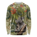 Aboriginal Koala Art Painting With Gum Blossom Long Sleeve Shirt