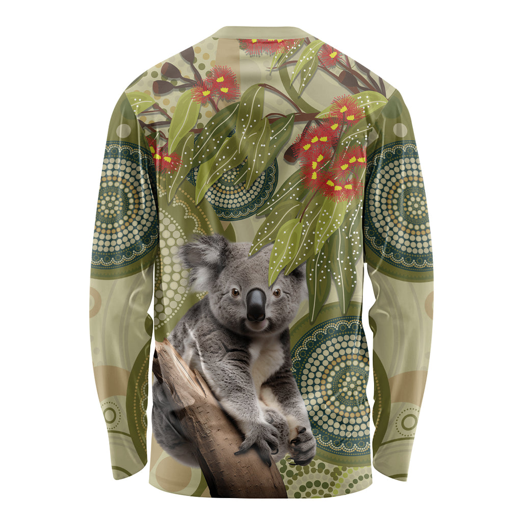 Aboriginal Koala Art Painting With Gum Blossom Long Sleeve Shirt