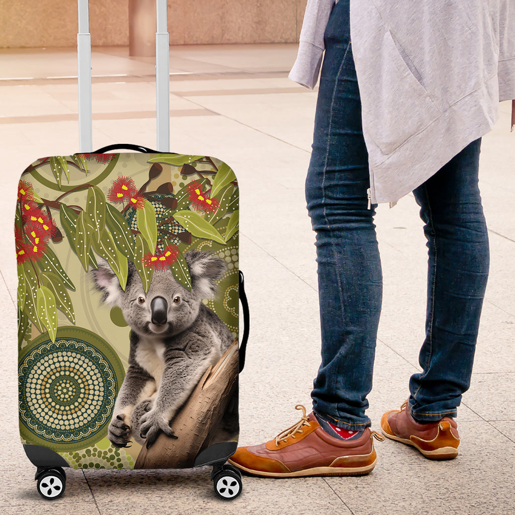 Aboriginal Koala Art Painting With Gum Blossom Luggage Cover