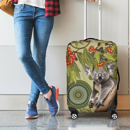 Aboriginal Koala Art Painting With Gum Blossom Luggage Cover