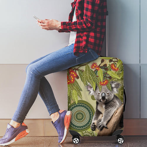 Aboriginal Koala Art Painting With Gum Blossom Luggage Cover