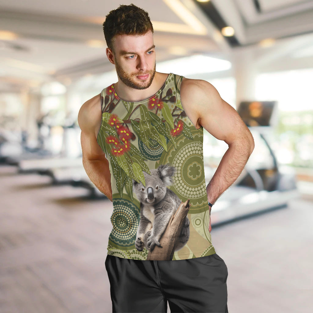 Aboriginal Koala Art Painting With Gum Blossom Men Tank Top