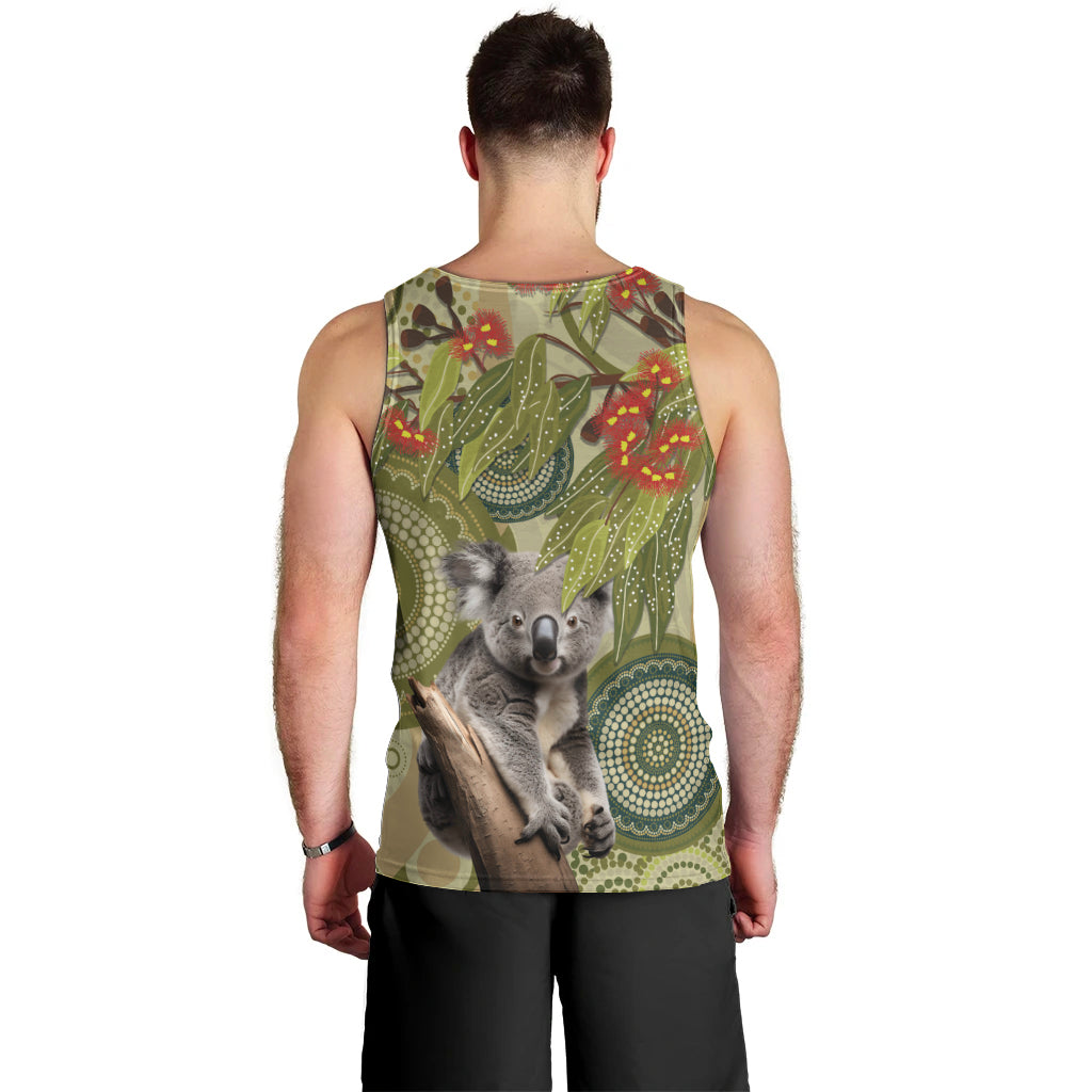 Aboriginal Koala Art Painting With Gum Blossom Men Tank Top
