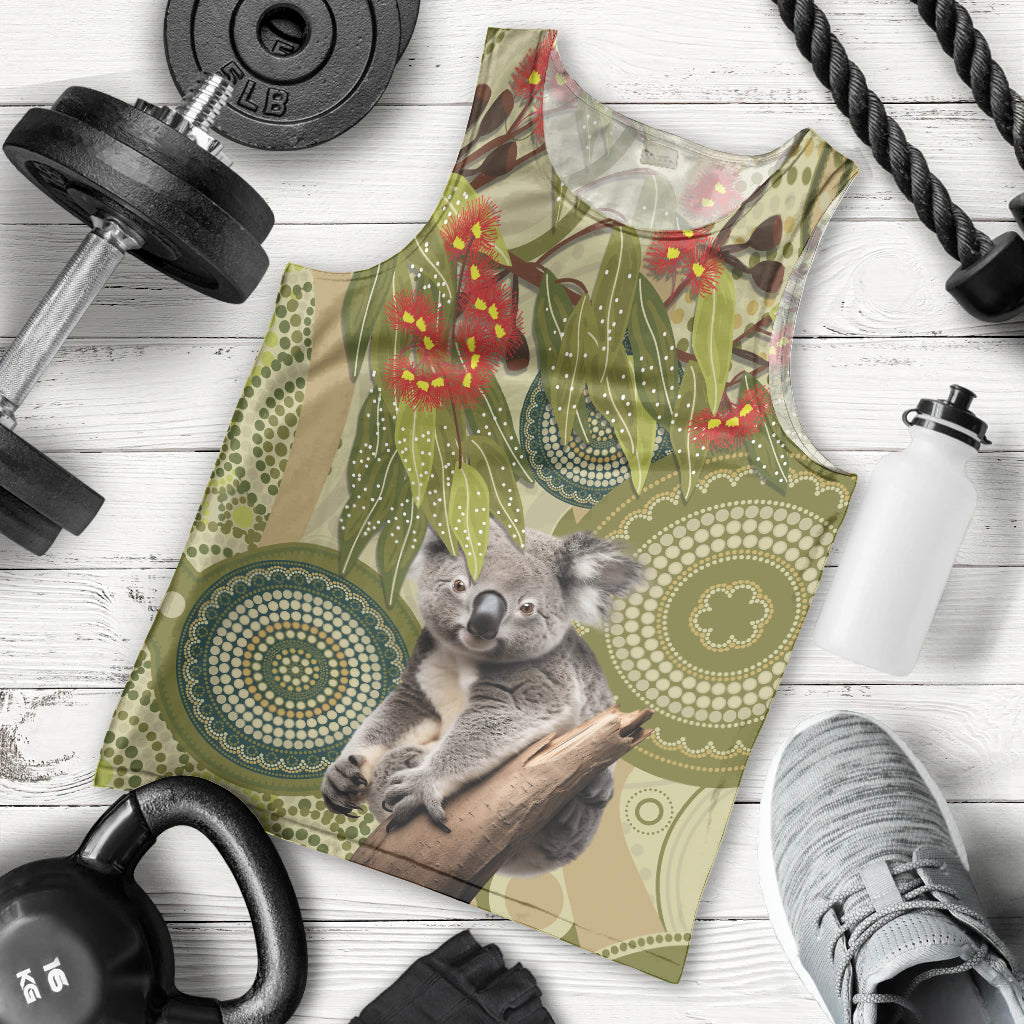Aboriginal Koala Art Painting With Gum Blossom Men Tank Top