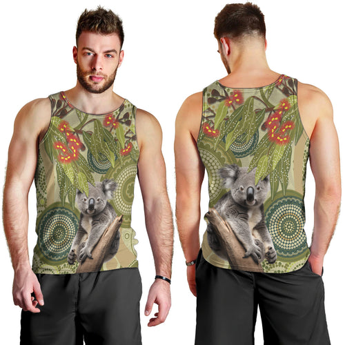 Aboriginal Koala Art Painting With Gum Blossom Men Tank Top