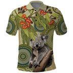 Aboriginal Koala Art Painting With Gum Blossom Polo Shirt