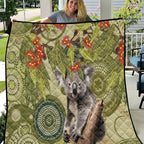 Aboriginal Koala Art Painting With Gum Blossom Quilt