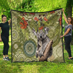 Aboriginal Koala Art Painting With Gum Blossom Quilt