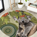 Aboriginal Koala Art Painting With Gum Blossom Round Carpet
