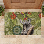 Aboriginal Koala Art Painting With Gum Blossom Rubber Doormat