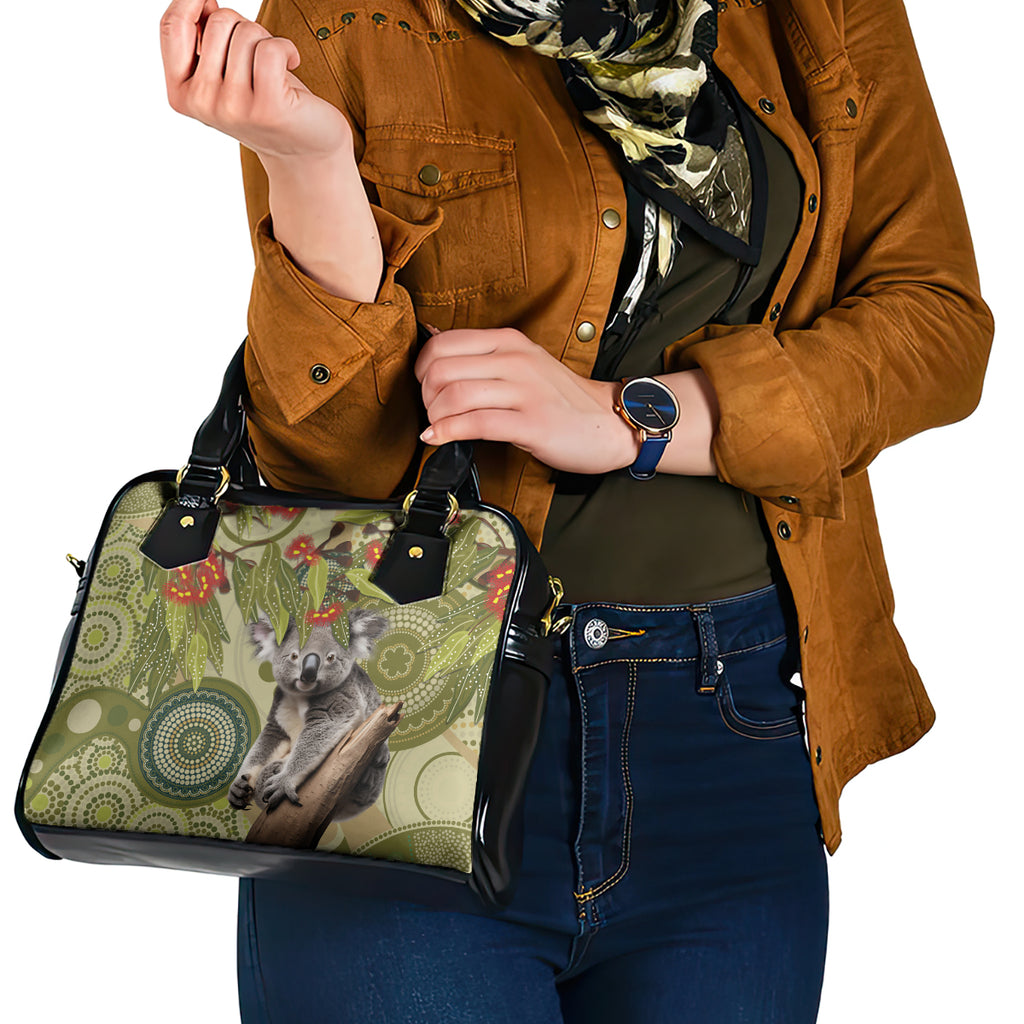 Aboriginal Koala Art Painting With Gum Blossom Shoulder Handbag