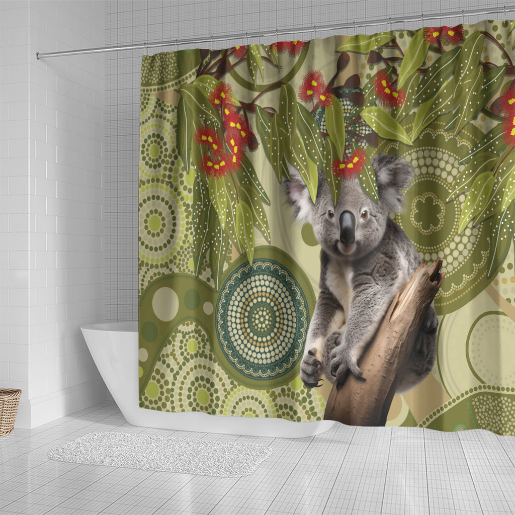 Aboriginal Koala Art Painting With Gum Blossom Shower Curtain
