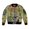 Aboriginal Koala Art Painting With Gum Blossom Sleeve Zip Bomber Jacket