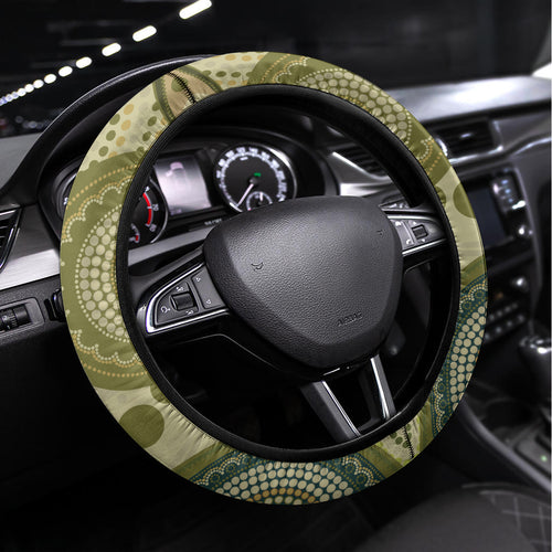 Aboriginal Koala Art Painting With Gum Blossom Steering Wheel Cover