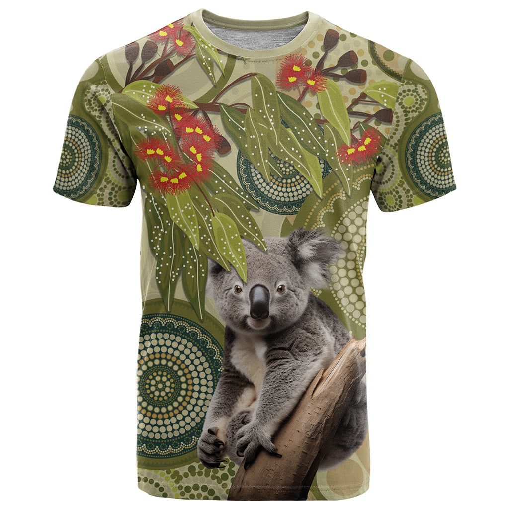 Aboriginal Koala Art Painting With Gum Blossom T Shirt