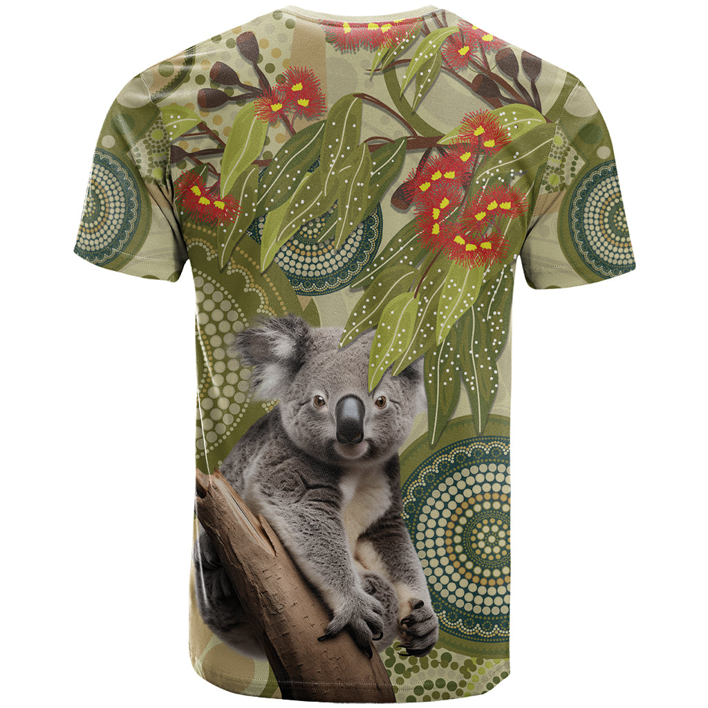 Aboriginal Koala Art Painting With Gum Blossom T Shirt